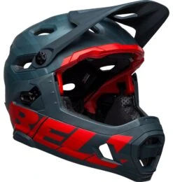 Bell Super DH Spherical MIPS Downhill-Helm - Prism Mat Blue/crims -Sportausrüstung 210178055 Bell Super DH Spherical mountain helmet prime matte blue crimson front right