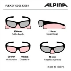 Alpina Flexxy Cool Kids I - Black Neon Gloss -Sportausrüstung Alpina Flexxy Cool Kid 1 Kindersonnenbrill z abmessungen 2
