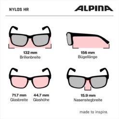Alpina Nylos HR Sportbrille - Moon Grey Mat -Sportausrüstung Alpina Nylos HR Sportbrille z Abmenssungen 2