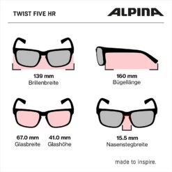Alpina Twist Five HR V Sportbrille - Moon Grey Mat 11 Alpina Twist Five HR V Sportbrille - Moon Grey Mat -Sportausrüstung Alpina Twist Five HR V Variomatic selbsttoenend inklination zz Abmessungen 1