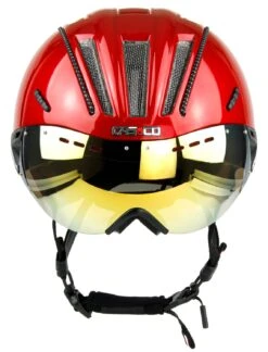 CASCO Roadster Plus Visier Fahrradhelm - Rot Glanz -Sportausrüstung CASCO ROADster Plus Glossy Red Visor Sunset front rgb 04 3628