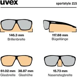 Uvex Sportstyle 215 Sportbrille Black Mat Green -Sportausrüstung uvex sportstyle 215 sportbrille fahrradbrille grey silver 6 1